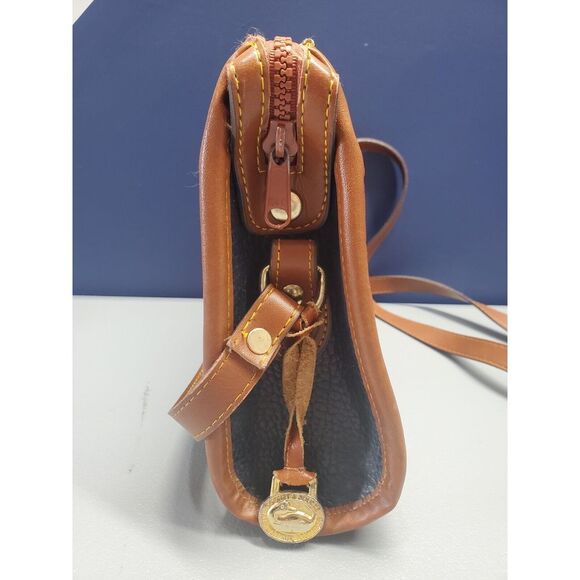 Vintage Dooney & Bourke Crossbody Purse/Bag Womens Navy‎ Brown Pebble Leather - Picture 6 of 16